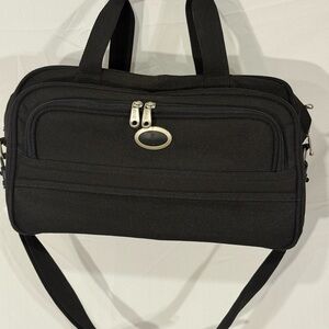 Atlantic Carry-on Travel Bag Overnight Bag Luggage Tote Black W/Strap Sz 16X10X7